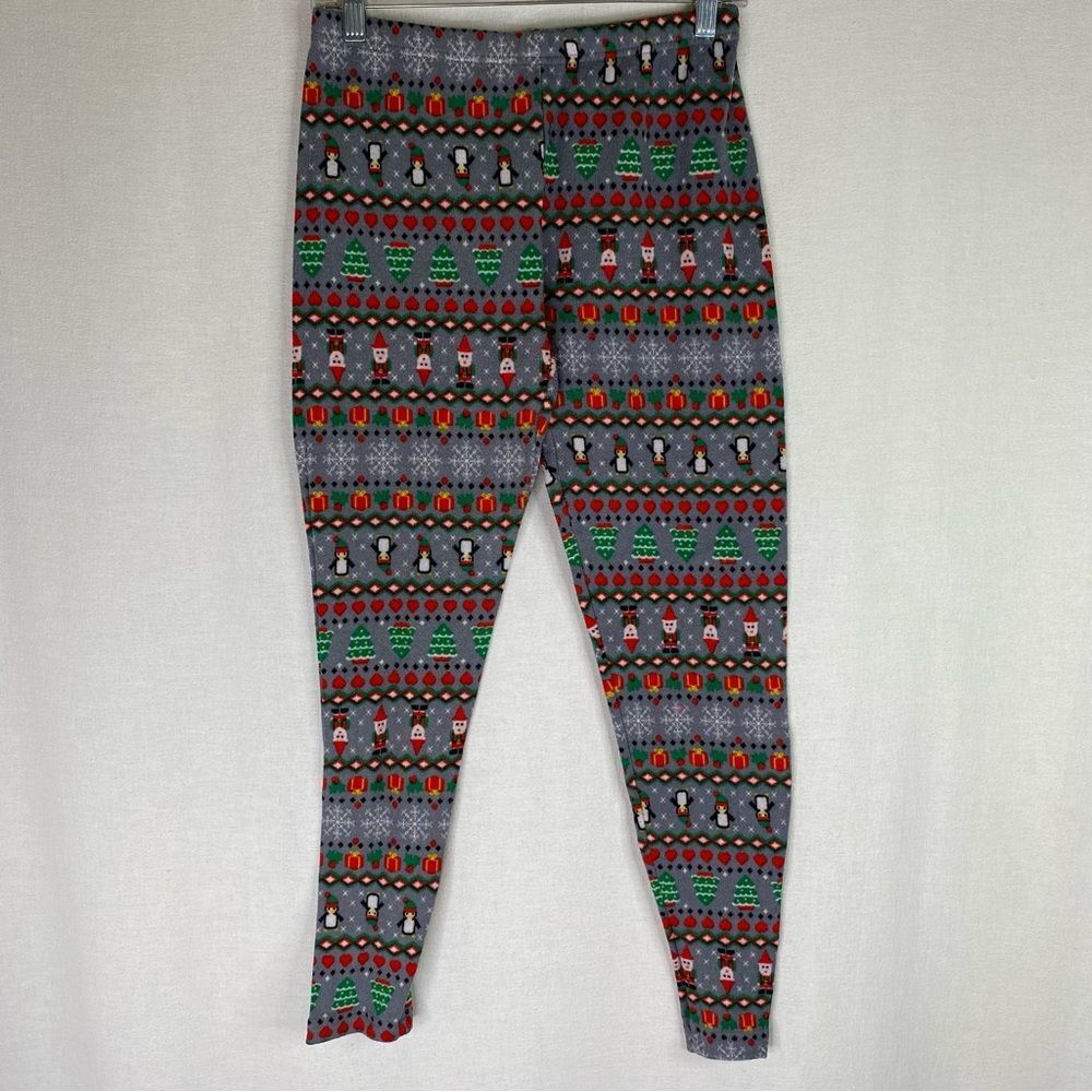 Christmas Leggings Juniors Fleece Presents Snowflakes Penguin Tree L 11-13 - Picture 2 of 10